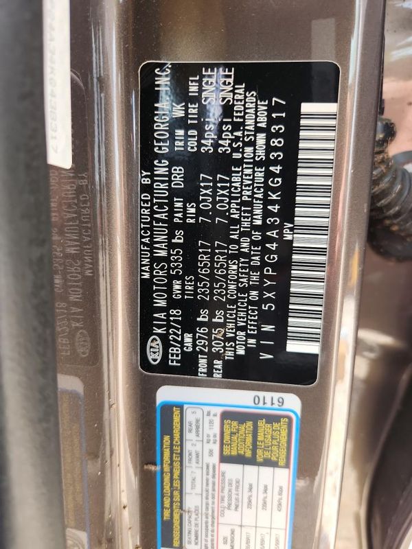 2019 KIA SORENTO L, LX, S