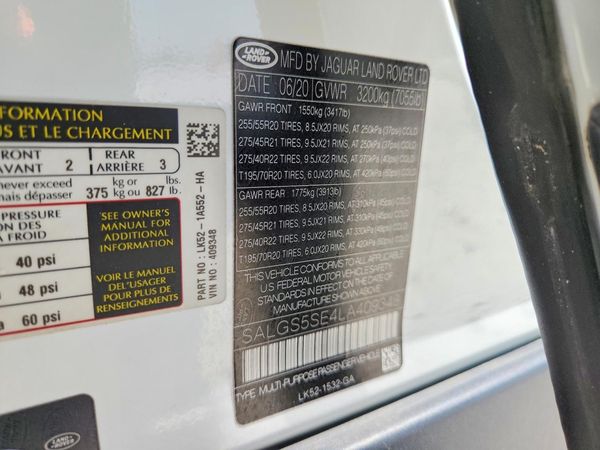 2020 LAND ROVER RANGE ROVER P525 HSE LWB