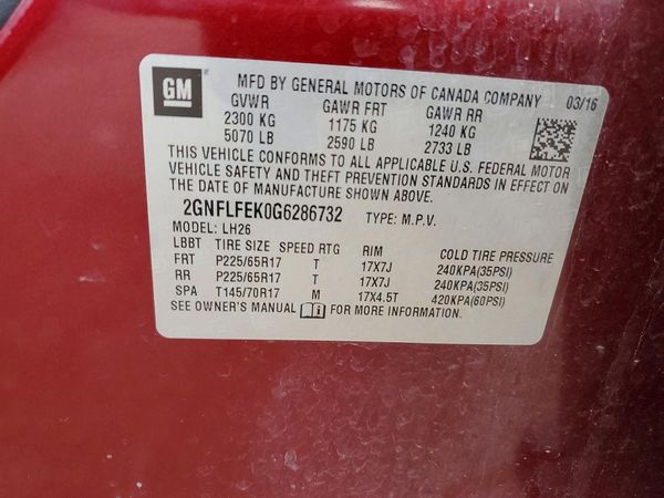 2016 CHEVROLET EQUINOX LT