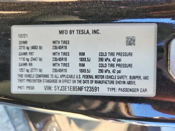 2022 TESLA MODEL 3