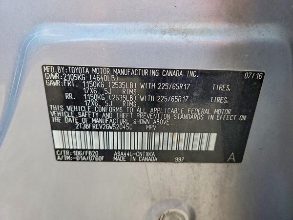 2016 TOYOTA RAV4 LE (X Grade)