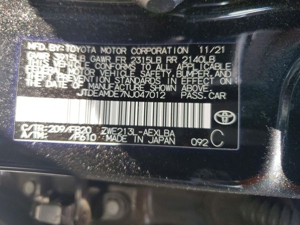 2022 TOYOTA COROLLA LE