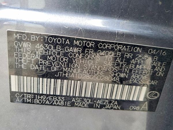 2016 LEXUS IS