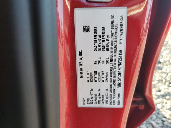 2022 TESLA MODEL 3 — VINS