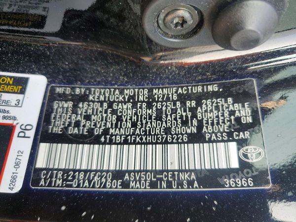 2017 TOYOTA CAMRY LE/SE/XLE/XSE
