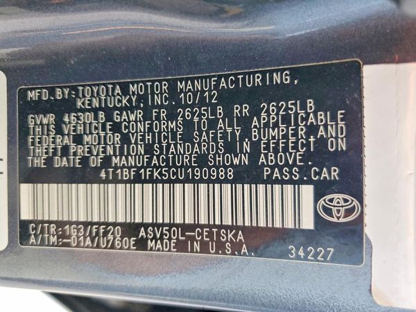 2012 TOYOTA CAMRY