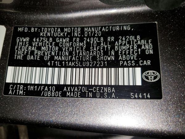 2020 TOYOTA CAMRY