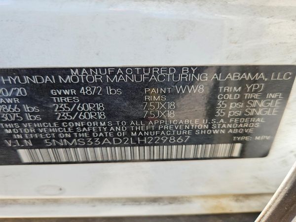 2020 HYUNDAI SANTA FE SEL