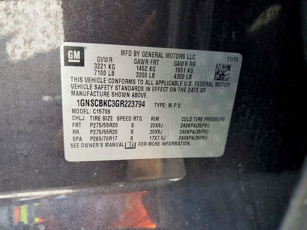 2016 CHEVROLET TAHOE LT