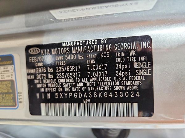 2019 KIA SORENTO L, LX, S