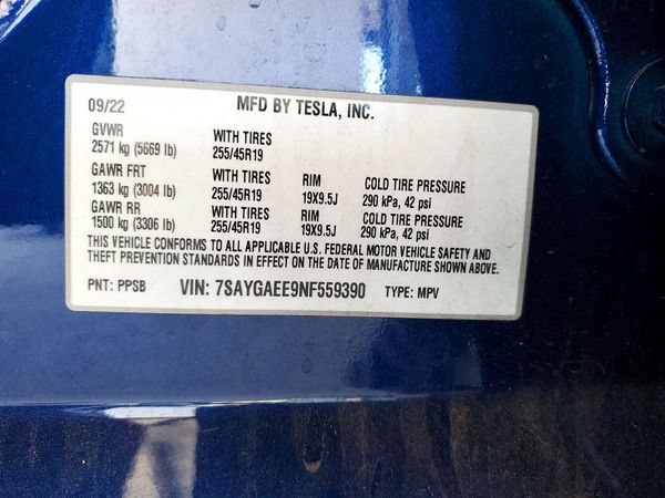2022 TESLA MODEL Y