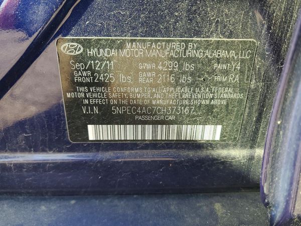 2012 HYUNDAI SONATA