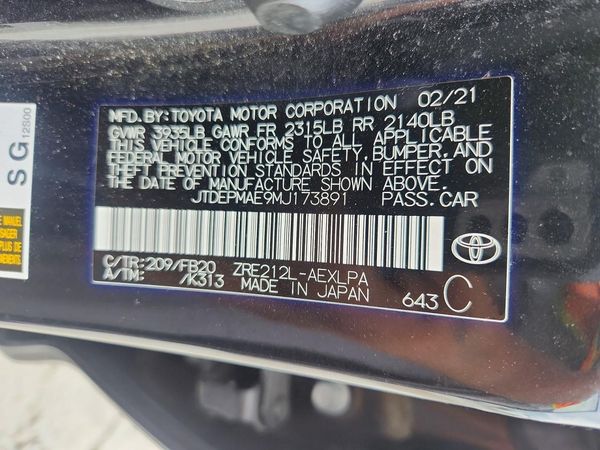 2021 TOYOTA COROLLA LE