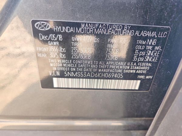 2019 HYUNDAI SANTA FE Limited, Ultimate
