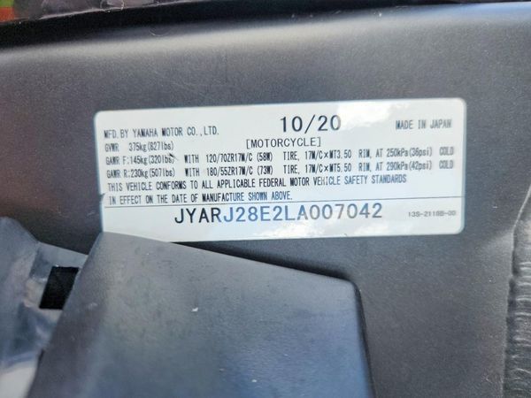 2020 YAMAHA YZFR6