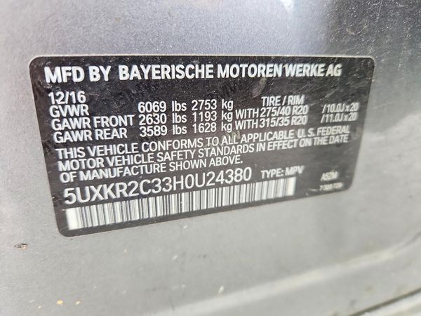 2017 BMW X5 sDrive35i — VINS