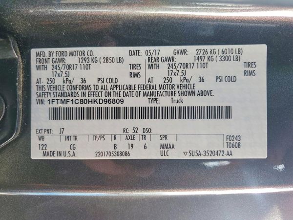 2017 FORD F150 Regular Cab
