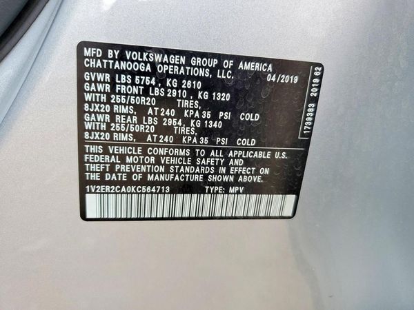 2019 VOLKSWAGEN ATLAS