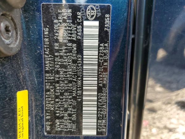 2018 TOYOTA CAMRY L/LE/SE/XLE