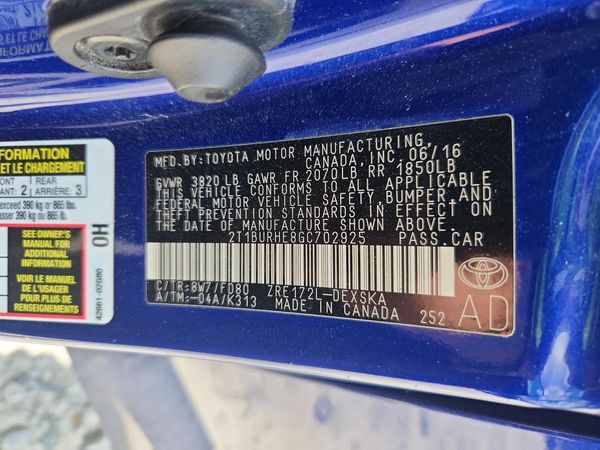 2016 TOYOTA COROLLA