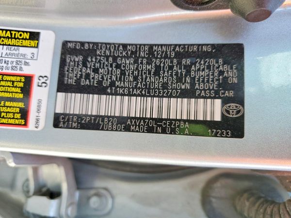 2020 TOYOTA CAMRY XSE