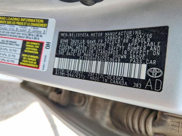 2016 TOYOTA COROLLA L/LE — VINS