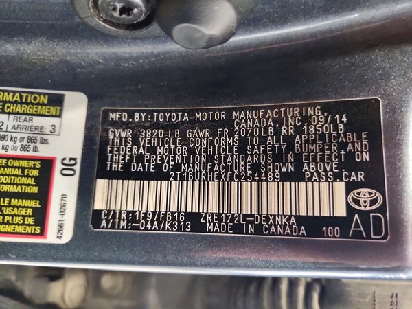 2015 TOYOTA COROLLA L/LE