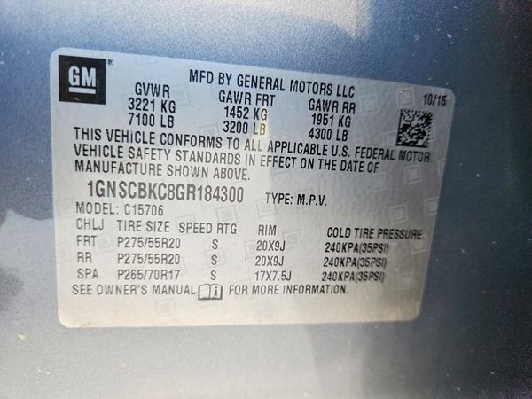 2016 CHEVROLET TAHOE LT