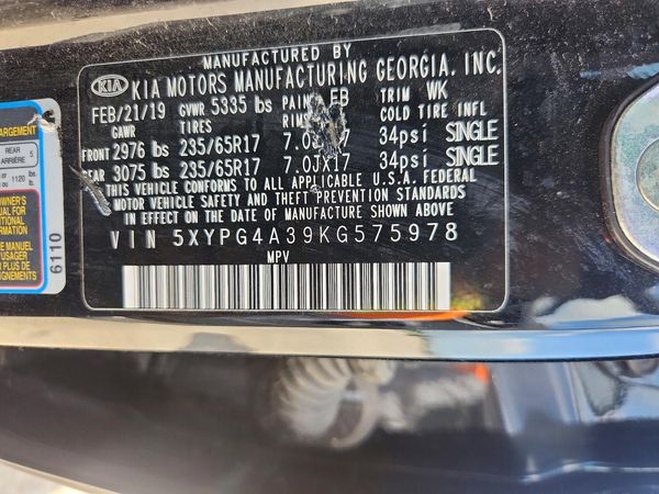 2019 KIA SORENTO