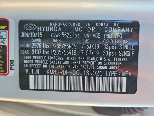 2016 HYUNDAI SANTA FE TOP