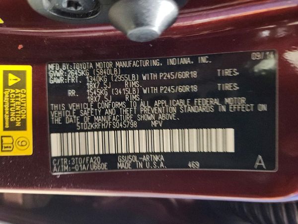 2015 TOYOTA HIGHLANDER Base/Hybrid