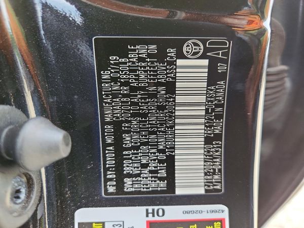 2019 TOYOTA COROLLA L/LE/SE/XLE/XSE — VINS