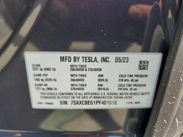 2023 TESLA MODEL X — VINS