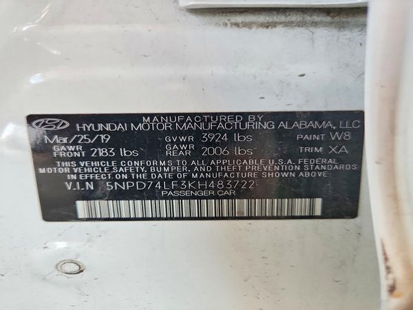 2019 HYUNDAI ELANTRA SE — VINS