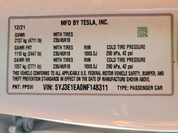 2022 TESLA MODEL 3