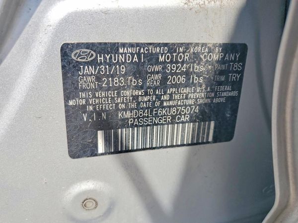 2019 HYUNDAI ELANTRA/VE