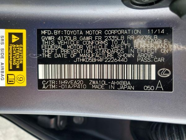2015 LEXUS CT 200h