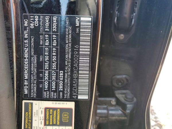 2012 MERCEDES-BENZ ML ML350 4-MATIC
