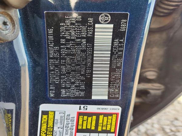 2019 TOYOTA CAMRY L/LE/SE/XLE