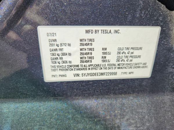2021 TESLA MODEL Y — VINS