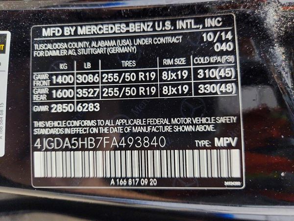 2015 MERCEDES-BENZ ML ML350