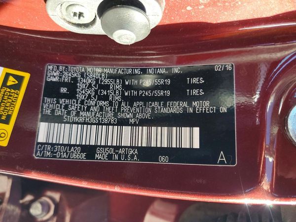 2016 TOYOTA HIGHLANDER Base/Hybrid