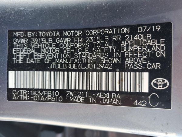 2020 TOYOTA COROLLA
