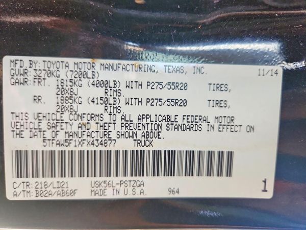 2015 TOYOTA TUNDRA Platinum Grade