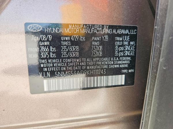 2019 HYUNDAI SANTA FE Limited, Ultimate