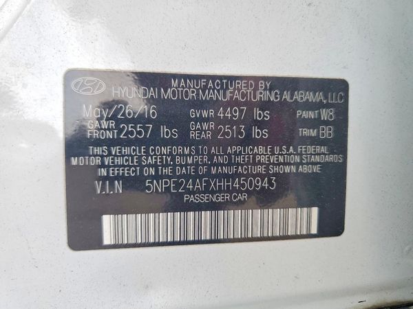 2017 HYUNDAI SONATA SE, Eco