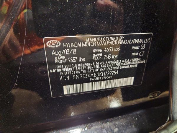 2019 HYUNDAI SONATA