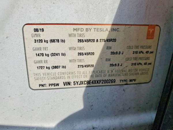 2019 TESLA MODEL X