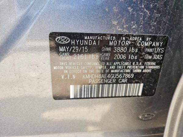 2016 HYUNDAI ELANTRA