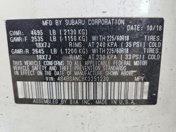 2019 SUBARU OUTBACK